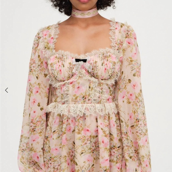 Emmaline babydoll Floral Lace-Trimmed bones bustier Dress - Picture 2 of 5